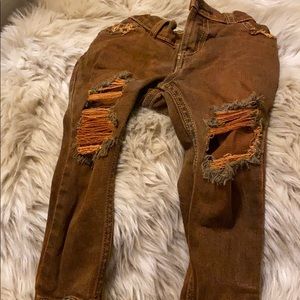 Dudley Denim Brown Dyed Distressed Skinny Jeans
